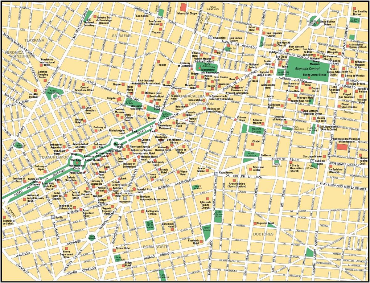 карта Мехіко пам'ятки