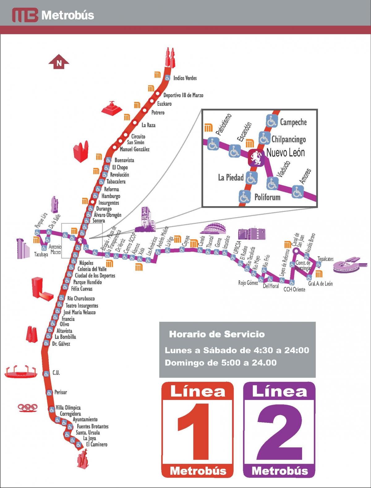 карта метробуса Мехіко 