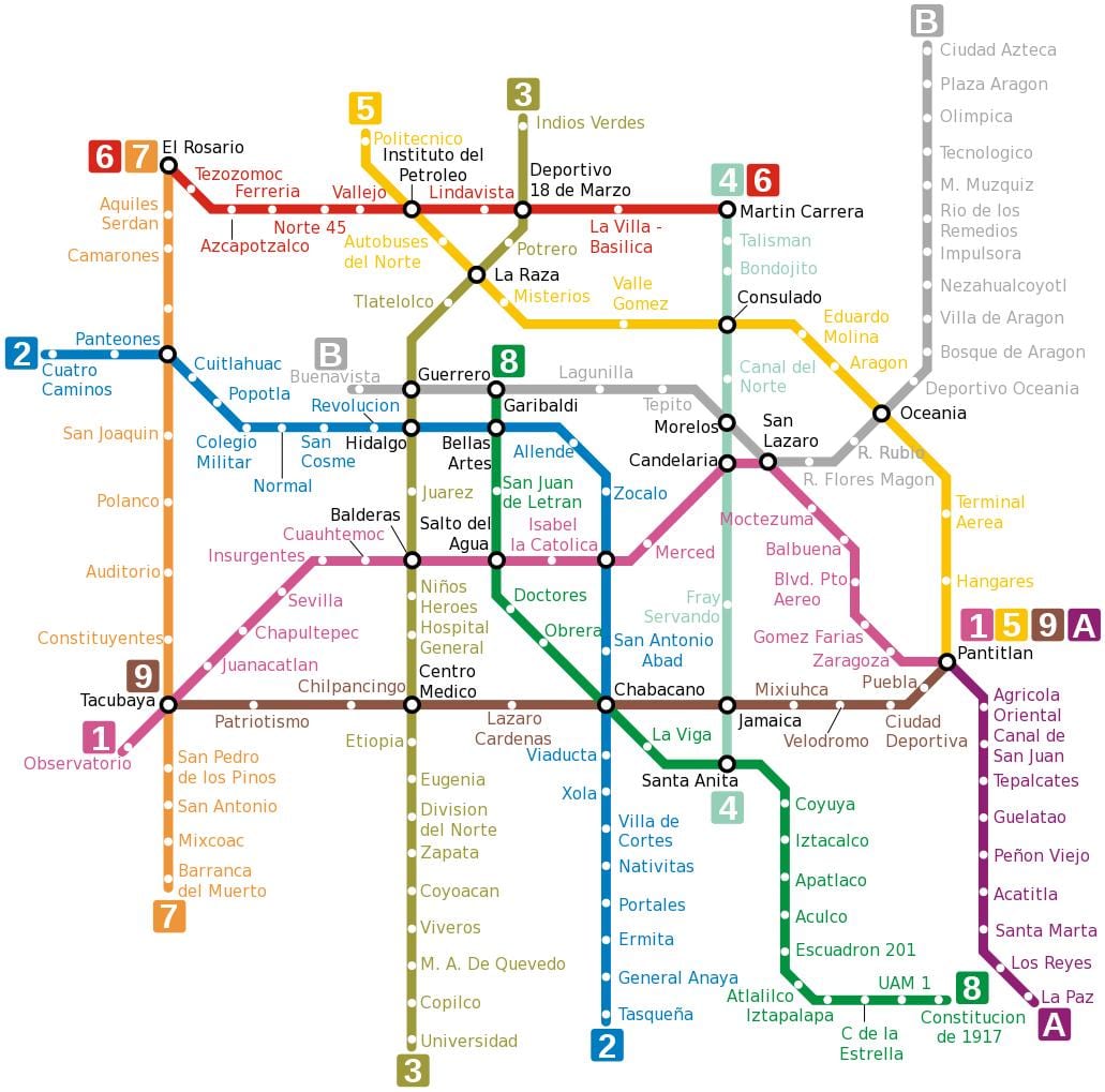 Мексика метро ДФ карті