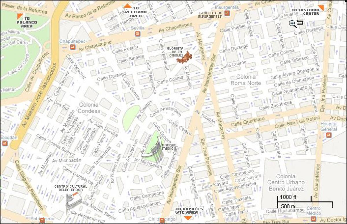 карта Кондес міста Мехіко 