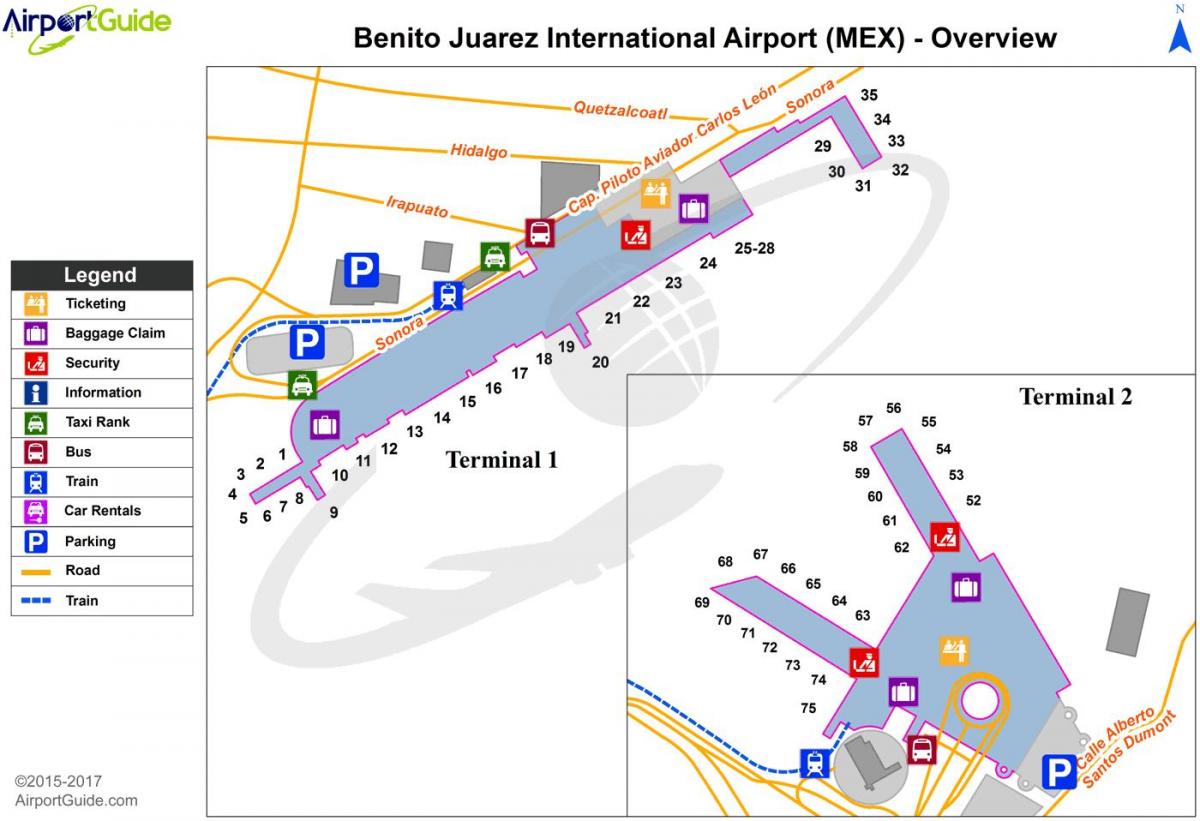 Мехіко, терміналу 1 на карті
