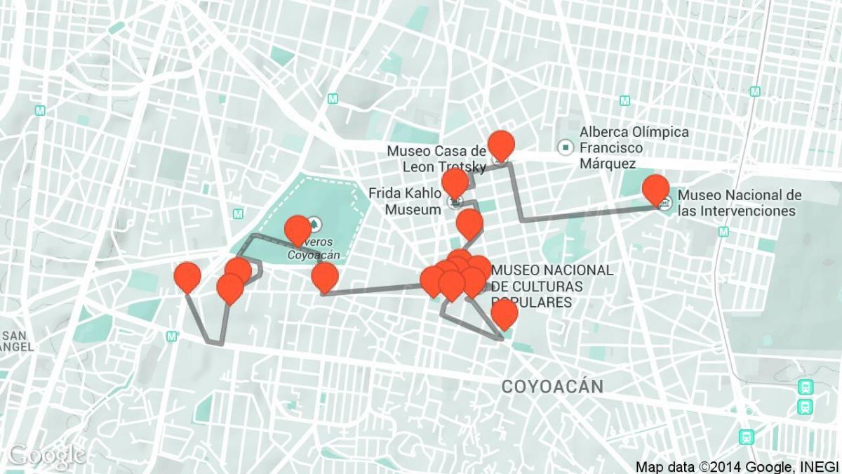 карта Мехіко пішохідна екскурсія